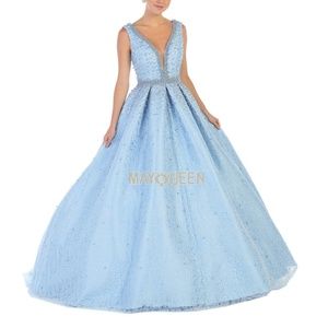 COPY - COPY - NWT BLUE CHAMPAGNE MAUVE OR WHITE formal.EVENING BALL GOWN prom p…